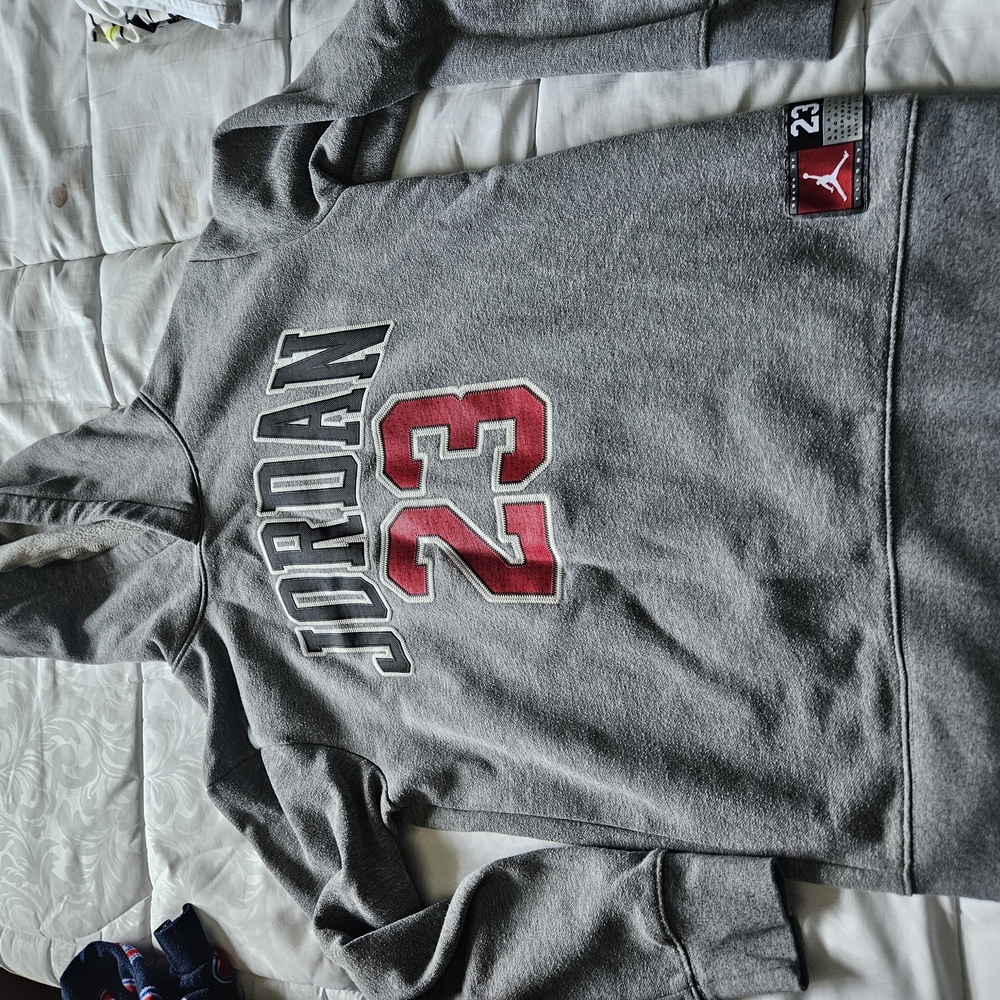 Jordan Gray Hoodie with Red and Black Details